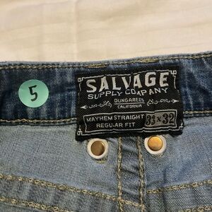 Buckle Salvage Straight Fit Jeans - Light Blue